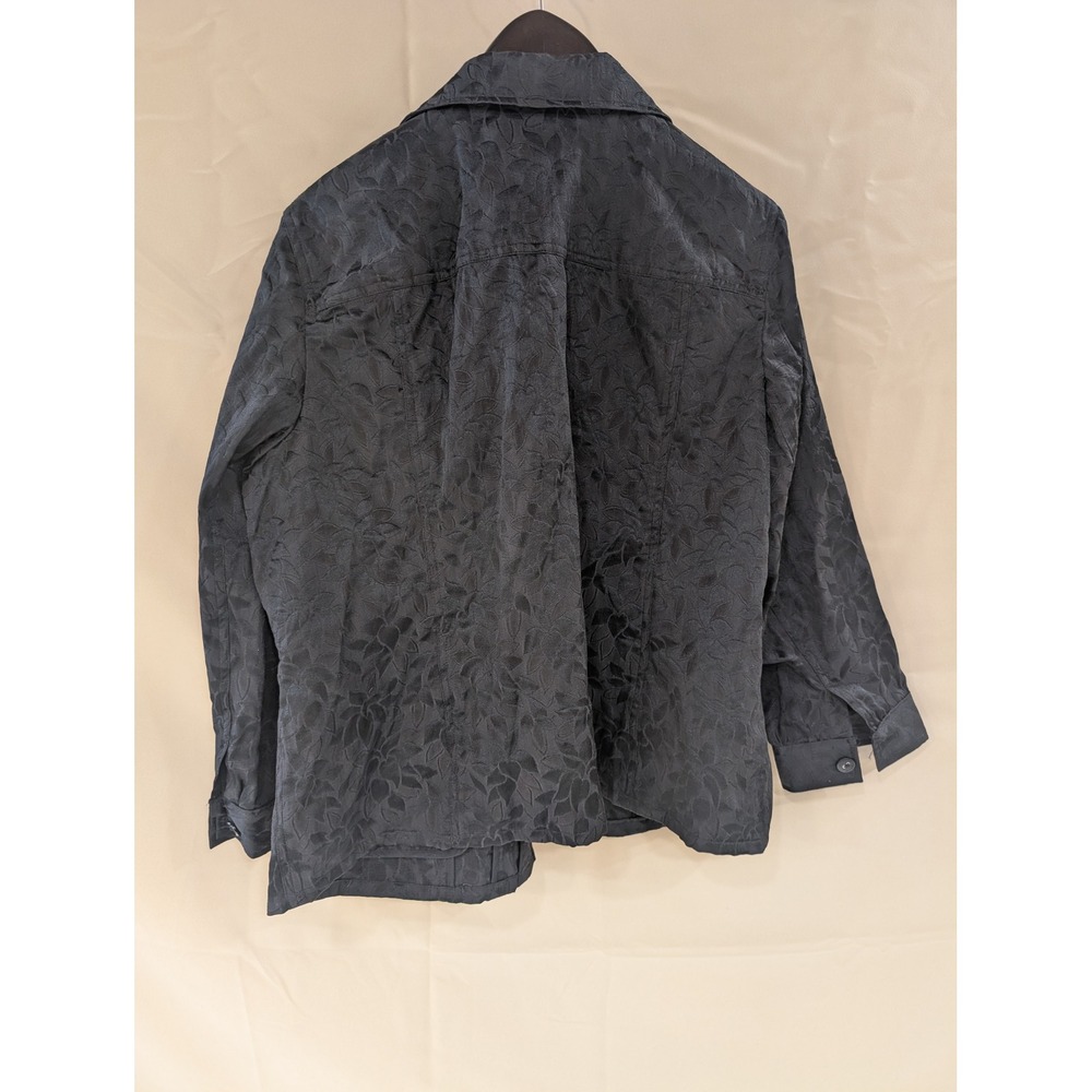 Jones New York Signature Jacket 2X Black Floral Button Up Collared - Picture 4 of 6